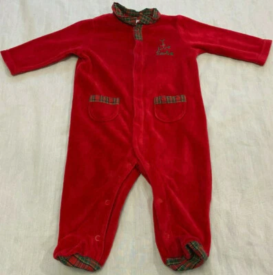 MINIWEAR ROUPA DE VELUDO FEMININA PEÇA ÚNICA I LOVE SANTA TAMANHO 3-6 MESES - Imagem 1 de 4