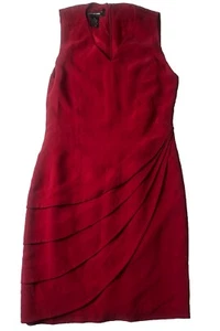 Vestido sin marca para mujer 10 100 % seda imitación envoltura vaina rojo abertura en la rodilla *defectos Slvls - Imagen 1 de 10
