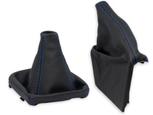 FOR SUBARU IMPREZA 3 GH 07-08 GEAR SHIFT + EBRAKE GAITER LEATHER STITCHING BLUE - Picture 1 of 5