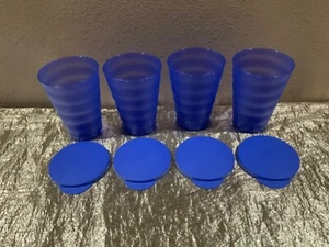 New Beautiful Tupperware Set 4 BIG Impressions 16oz Tumblers in Shades of Blue - Picture 1 of 5