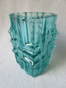 Glas Blockvase Design Vladislav Urban Sklo Union türkisgrün abstrakt 14x8x9cm - Bild 1 von 10