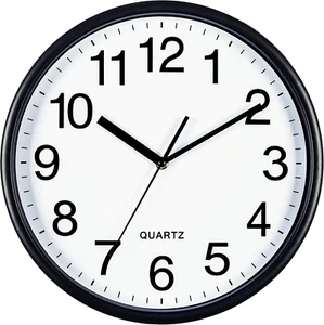 Black Wall Clock, Large 13-Inch Silent Non Ticking Quartz Battery Operated round - Picture 1 of 22