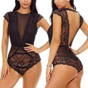Women's Sexy Lingerie Lace Bodysuit One Piece Teddy Leotard Top Romper Jumpsuit - Picture 1 of 28