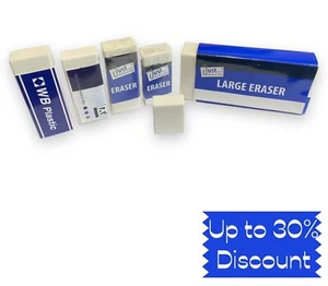 ERASERS RUBBER High Quality White Soft Medium Pencil Erasers School Office Pack - Picture 1 of 10