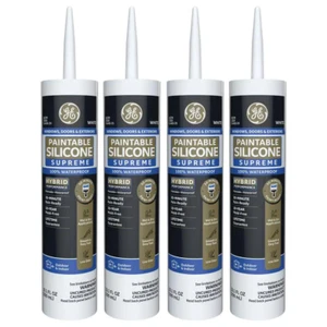 9.5 Oz. White Paintable Silicone Supreme Exterior Window and Door Sealant (4-Pac - Picture 1 of 12