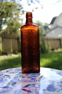 Vintage Dr. J Hostetter's Magen Bitters Flasche Bernstein Glas - Bild 1 von 7