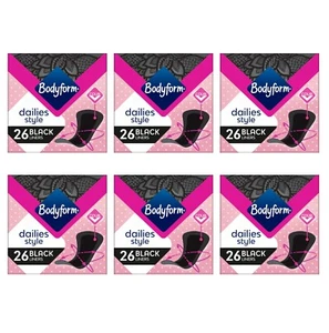 Bodyform Dailies Black Normal Panty Liners 26 Per PACK OF 6 - Picture 1 of 1