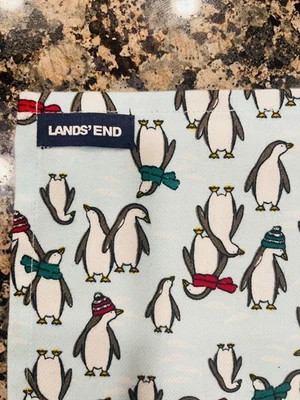 2 peças~Bandana/Lenço Lands’ End para Cachorro Azul Claro Pinguins Gelados Tamanho Pequeno NOVO~2p - Imagem 1 de 4