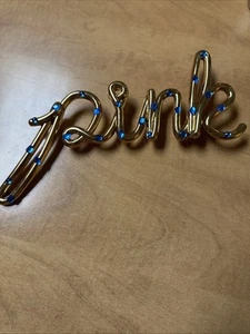 Bedazzled BlueVICTORIAS SECRET PINK Gold Plastic 10" Spellout Hanging Store Sign - Picture 1 of 9