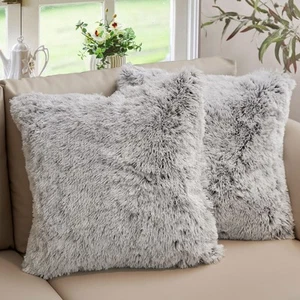 Throw Pillows for Couch and Bed, Soft Shaggy Throw Pillows with Inserts Inclu... - Picture 1 of 8