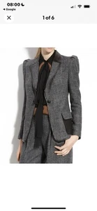 CHAQUETA BLAZER TWEED $639 ROBERT RODRIGUEZ CUERO NEGRO SUAVE RIBETE AJUSTADO Talla M - Imagen 1 de 9