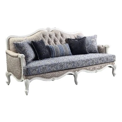 ACME Ciddrenar Sofá de tela con 5 almohadas en blanco Foto 1 de 4