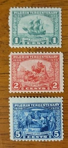 Vintage US Stamps #548-550 Pilgrim Tercentenary Set MNH OG - CV $97.50 - Picture 1 of 3
