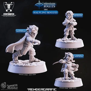 Halfling Rogues (3) - Nightdagger Rogues - CastnPlay - Fantasy RPG Tabletop - Bild 1 von 2