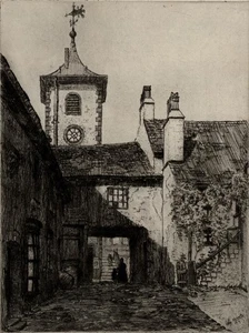 KINGS HEAD COURT KESWICK CUMBRIA Signed Etching CHARLES HERBERT CLARK 1917 - Picture 1 of 8