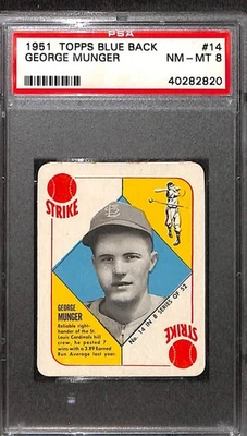1951 TOPPS BLUE BACK #14 Red Munger PSA 8 NM-MT 40282820  - Image 1 of 3
