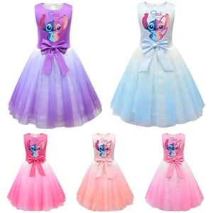 Lilo Stitch Angel Cartoon Kids Girls Princess Dress Xmas Party Tutu Skirt Gift - Picture 1 of 24