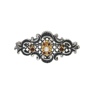 Second Hand Brosche Silber Tracht Perle Granat 25324318 getragen - Bild 1 von 3