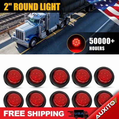 10x Rojo Redondo 9LED 2" Liquidación Marcador Luz Lateral Negro con Ojal para Camión UTV Foto 1 de 4