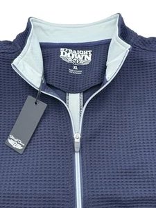 Straight Down Sweater Mens XL Blue 1/4 Zip Optic Pullover Waffle Knit Logo Golf - Picture 1 of 6