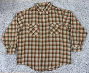 Vintage 70s Big Mac Work Shirt XL Brown Plaid Button Up JC Penney - Picture 1 of 6