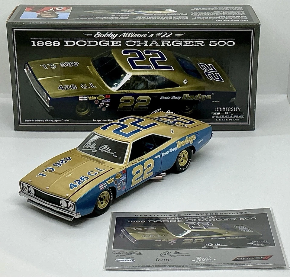 1969  1/24 #22 Bobby Allison Brooks-Massey  Dodge” AUTOGRAPHED Dodge Charger - Image 1 of 4