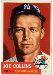 1953 Topps #9 Joe Collins New York Yankees Vintage Originale G VG - Foto 1 di 2