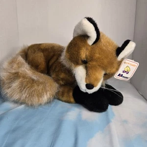 Red Fox Laying Plush Realistic Stuffed Animal Toy A&A Vintage New NWT Silver Tip - Picture 1 of 8