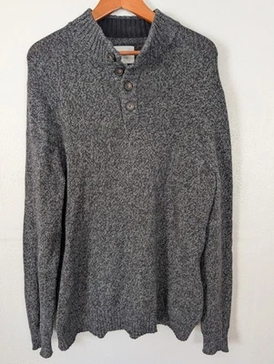Antiguo Suéter Azul Marino Para Hombre XL Alto 1/4 Botón Pullover Mezcla Lana Academia Preppy Foto 1 de 4