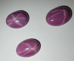 Opaque Star Ruby Oval 18x13 mm Cabochon 6 Rayed Lab-created Stone 3 pieces Lot - Picture 1 of 9