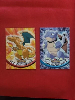 Pokemon: Charizard #06 & Blastoise #09 Topps 1999 任天堂复古非全息 - LP — 第 1/4 张图片