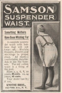 Samson Tirantes Cintura Sostiene Pantalones Medias Niño 1899 Antiguo Estampado Anuncio - Imagen 1 de 1