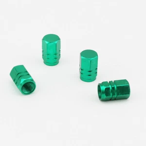 4X Green Motorcycle Hexagon Tire Valve Stem Cap for Honda Yamaha Suzuki Kawasaki - Picture 1 of 4