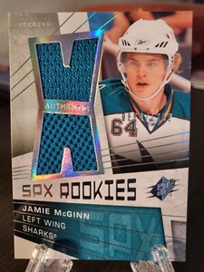 2008-09 SPX Hockey /1299 Jamie McGinn Rookie Jersey Relic Patch #145 NHL Sharks