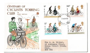 2/8/1978 UK GB FDC - Cycling Centenaries - Victorian Cyclists - Bromley FDI P/M - Picture 1 of 2