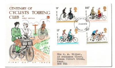 2/8/1978 UK GB FDC - Cycling Centenaries - Victorian Cyclists - Bromley FDI P/M - Image 1 of 2