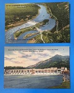 Oregon ODER Columbia River Highway Bonneville Dam Lock Leinen Postkarte Lot - Bild 1 von 2
