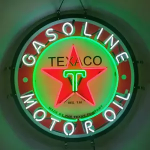 Letrero de luz de neón Texaco gasolina motor aceite tienda pared con acrílico impreso 18"x18" - Imagen 1 de 4