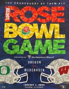2020 ROSE BOWL GAME PROGRAM 2019 OREGON DUCKS CHAMPIONS!! WISCONSIN BADGERS - Picture 1 of 1