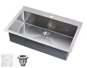 Coins petit rayon 27" montage sur le dessus bol simple cuisine / évier à linge. KTR2721 - Photo 1 sur 10