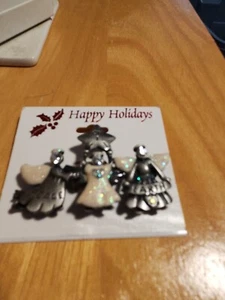 Vintage KC Weihnachten Strass Engel Pin-Frieden auf Erden ~ 1 3/8" Höhe x 2 1/8" Breite - Bild 1 von 4