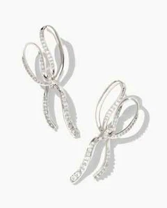 KENDRA SCOTT Statement EARRINGS Rhodium CRYSTAL Bows SASHA New NWT ~ FREE SHIP! - Picture 1 of 5