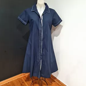 Women's size M 'BAGRUU' Gorgeous navy Sara shirt cotton midi dress - EUC - Picture 1 of 7