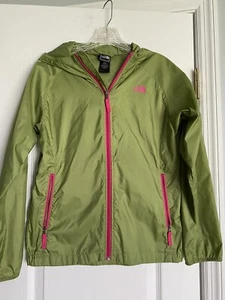 The North Face Altimont Lightweight Hood Zip Stowable Jacket Green Pink Girl L - Picture 1 of 5