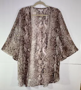 NWOT Maurice's Long Sheer Cardigan 0X/1X Snake Print 3/4 Bell Sleeve Polyester - Picture 1 of 6