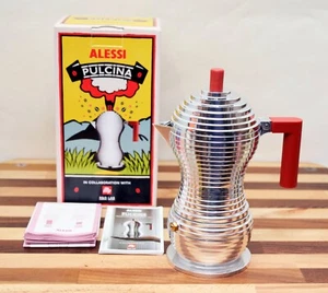 Alessi Pulcina Stove Top Red Espresso 3 Cup Coffee Maker in Aluminum MDL02/3 R - Picture 1 of 9