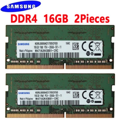 Samsung DDR4 32GB 2x16GB 2666 MHz PC4-21300 Laptop SODIMM 260pin Memory RAM 1.2V - Image 1 of 4