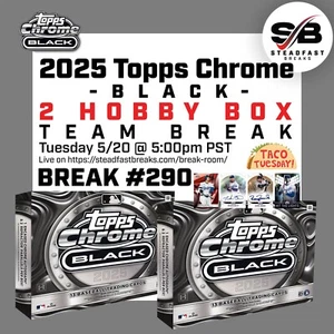 Los Angeles Dodgers 2025 Topps Chrome Black Hobby 2-Box Team Break #290 - Picture 1 of 1