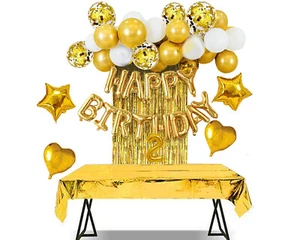 2 Birthday Party Decoration Gold Bday Balloon Photo Booth Prop Background - Picture 1 of 8