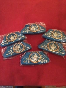 6 Ea. Woman's Purse, New in Pkg, Embroidered Frabic W/Wooden Loop Handles - Picture 1 of 8